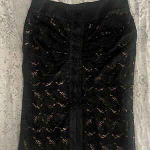 Vintage Bebe Lace Pencil Skirt with Nude Inlay Sz 8